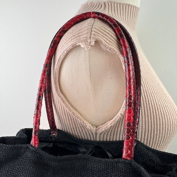 Desmo Tote Bag Black Embellished Flower Python - Picture 9 of 12